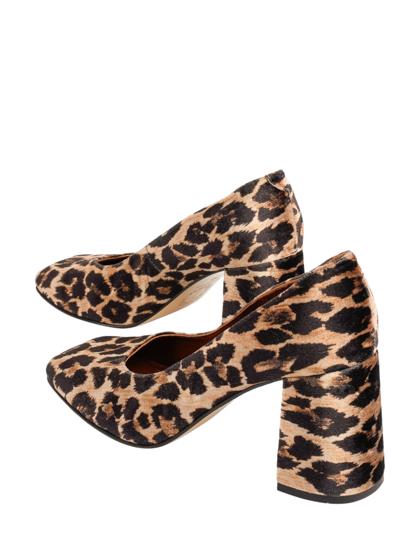 Product image 3 of 5, which shows Penelope Chilvers Gamine Leopard Print Block Heels, Brown/Black, 4