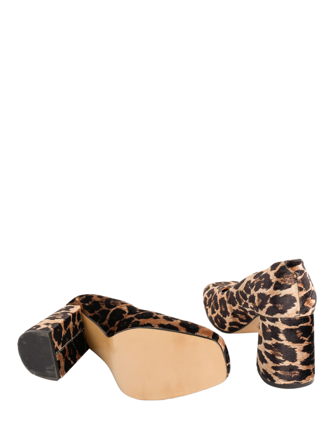 Product image 4 of 5, which shows Penelope Chilvers Gamine Leopard Print Block Heels, Brown/Black, 4
