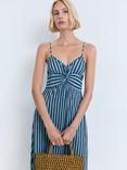Mango Pom Stripe Midi Dress, Red