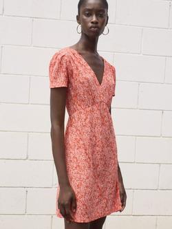 Mango Pomi Floral Mini Dress, Bright Red, Bright Red