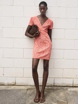 Mango Pomi Floral Mini Dress, Bright Red - view 2, Bright Red