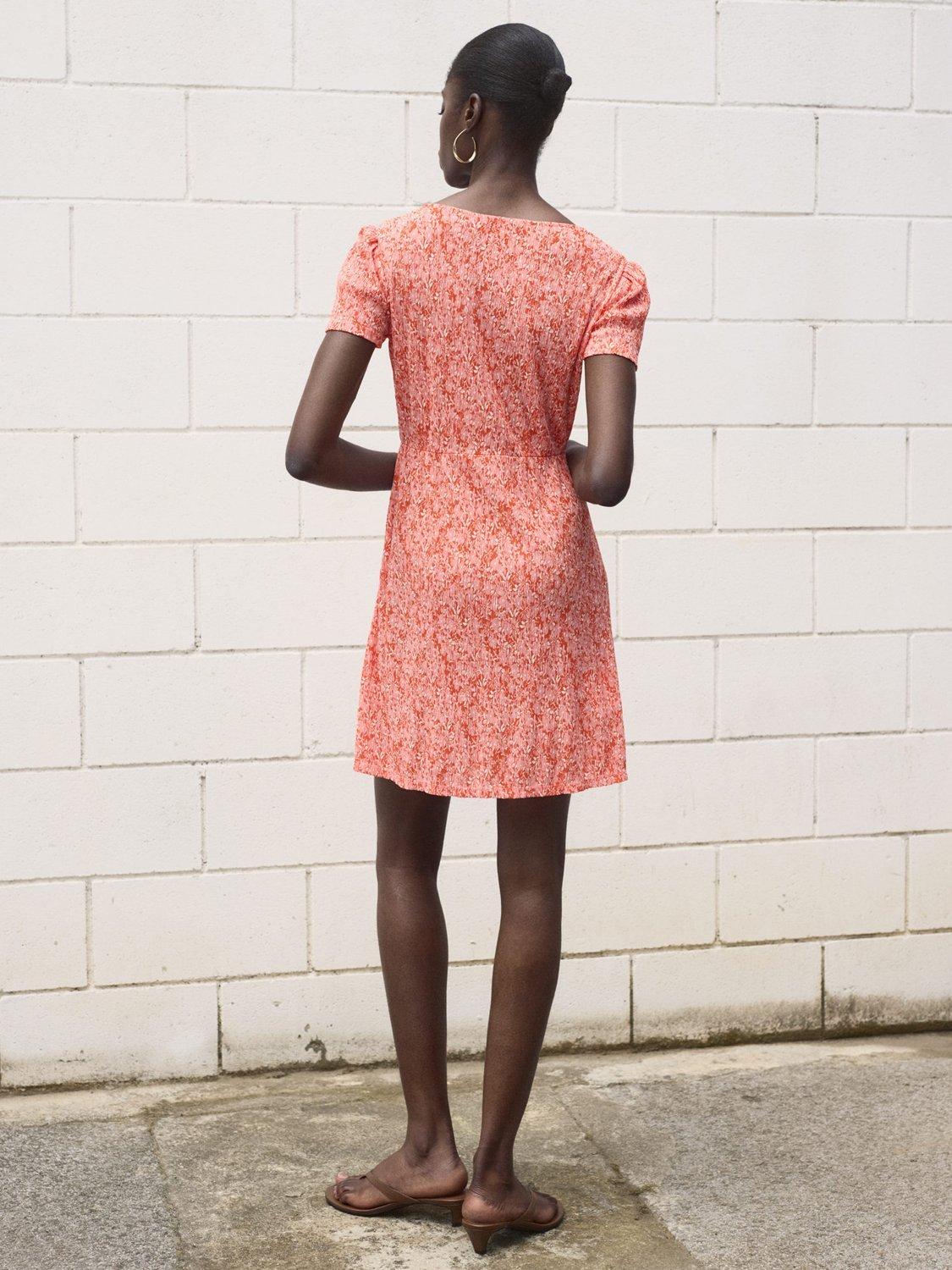 Product image 4 of 9, which shows Mango Pomi Floral Mini Dress, Bright Red, 10