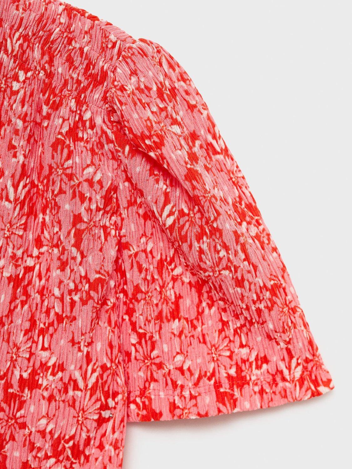 Product image 5 of 9, which shows Mango Pomi Floral Mini Dress, Bright Red, 10