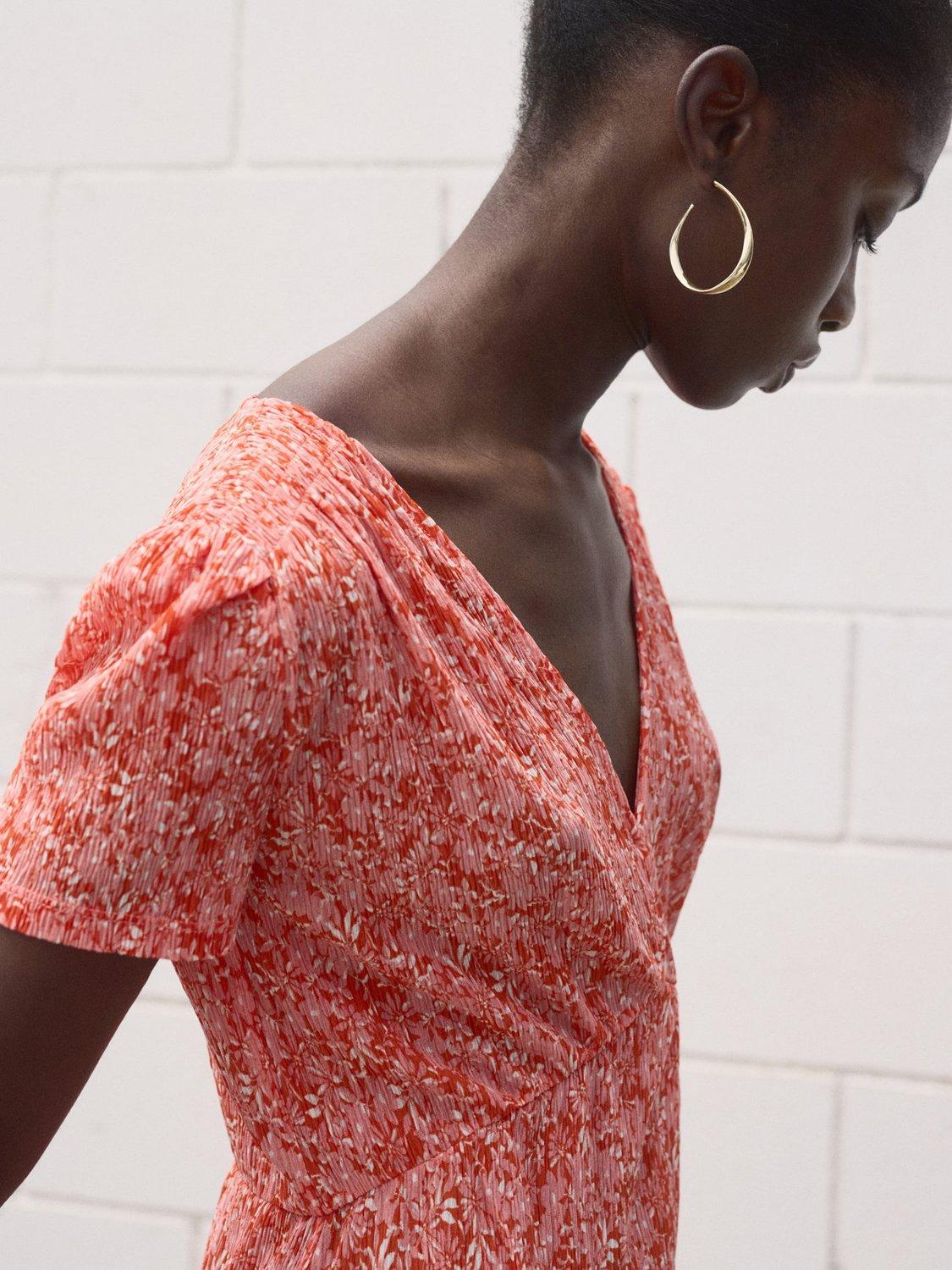 Product image 6 of 9, which shows Mango Pomi Floral Mini Dress, Bright Red, 10