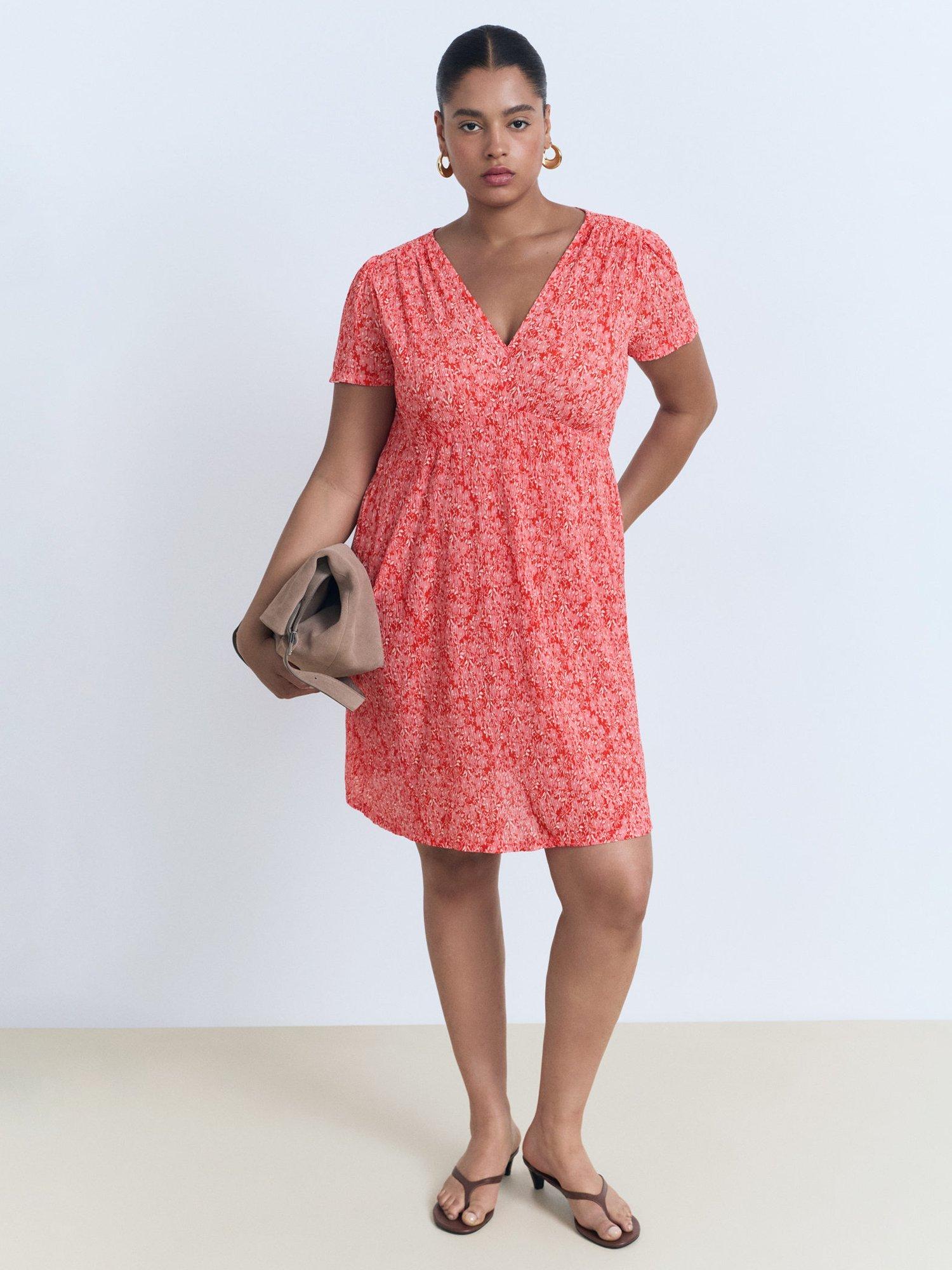 Product image 8 of 9, which shows Mango Pomi Floral Mini Dress, Bright Red, 10