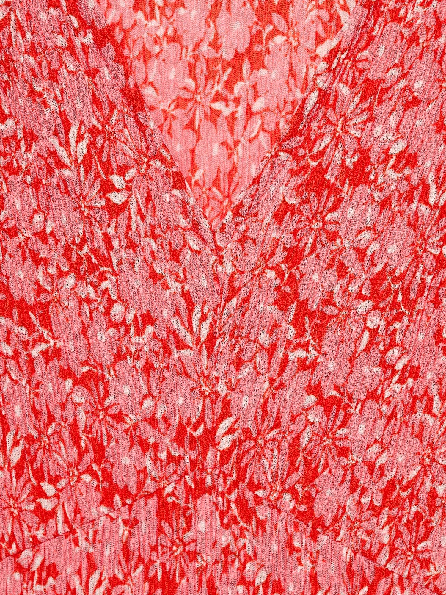 Product image 9 of 9, which shows Mango Pomi Floral Mini Dress, Bright Red, 10