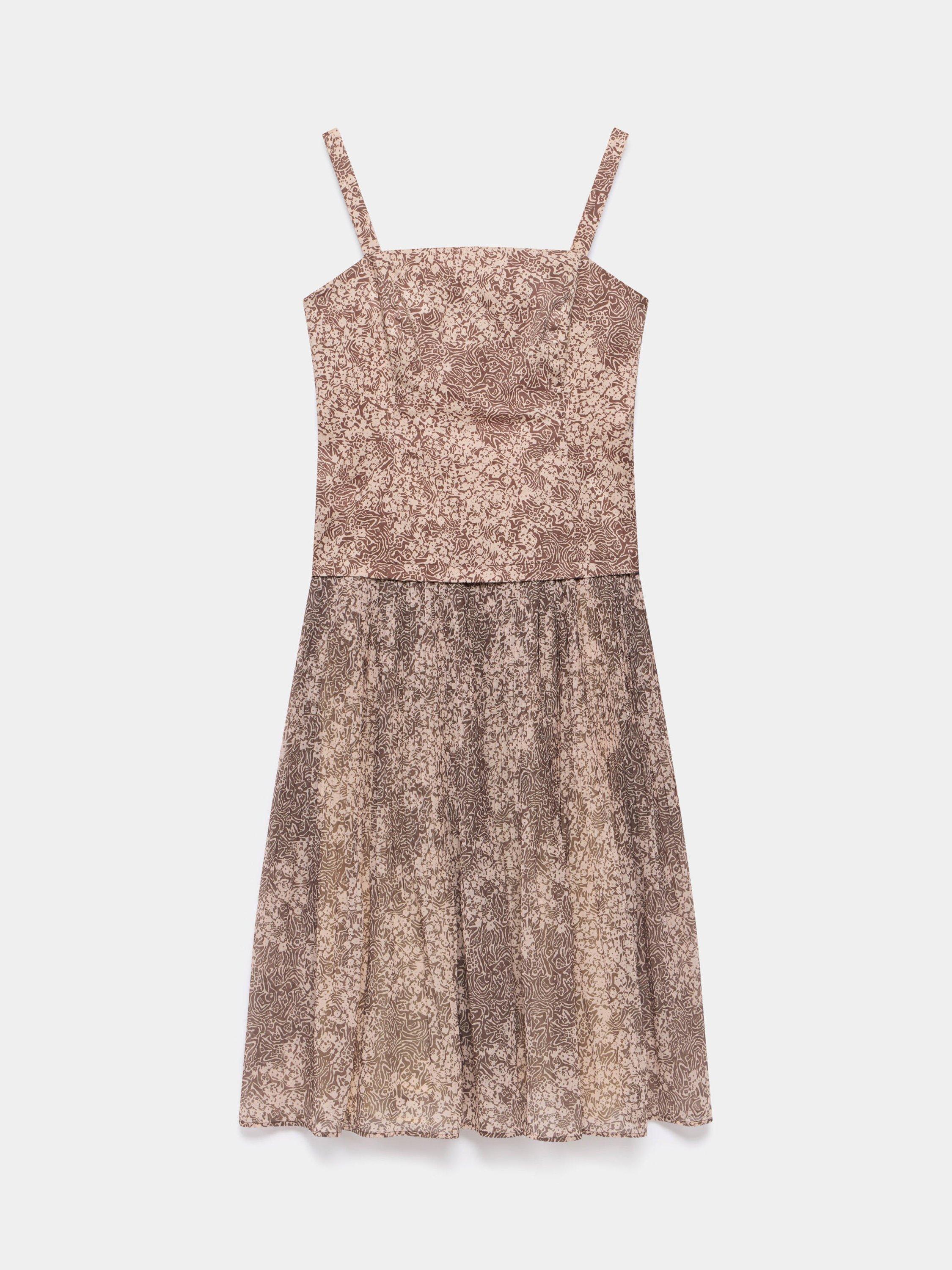 Product image 6 of 8, which shows Mint Velvet Floral Print Cotton Midi Dress, Brown/Multi, 6