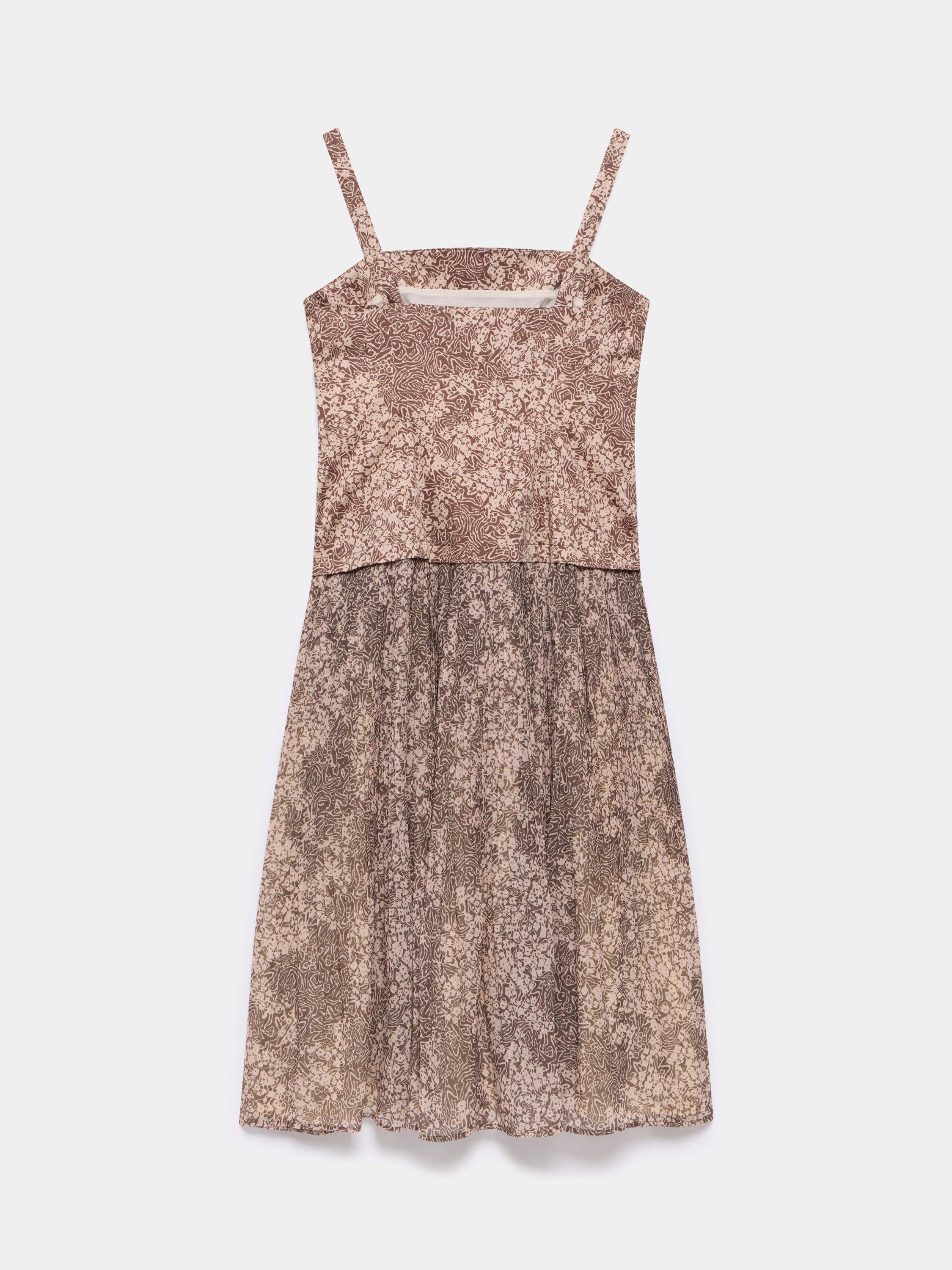 Product image 7 of 8, which shows Mint Velvet Floral Print Cotton Midi Dress, Brown/Multi, 6