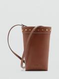 Mango Serrat Studded Phone Pouch, Medium Brown