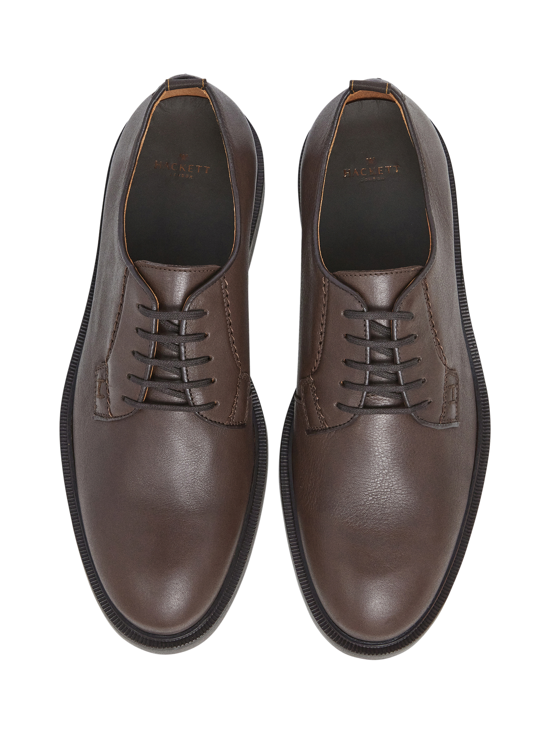 Product image 2 of 6, which shows Hackett London Leather Derby Shoes, Dark Brown, 11