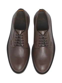 Hackett London Leather Derby Shoes - view 2, Dark Brown