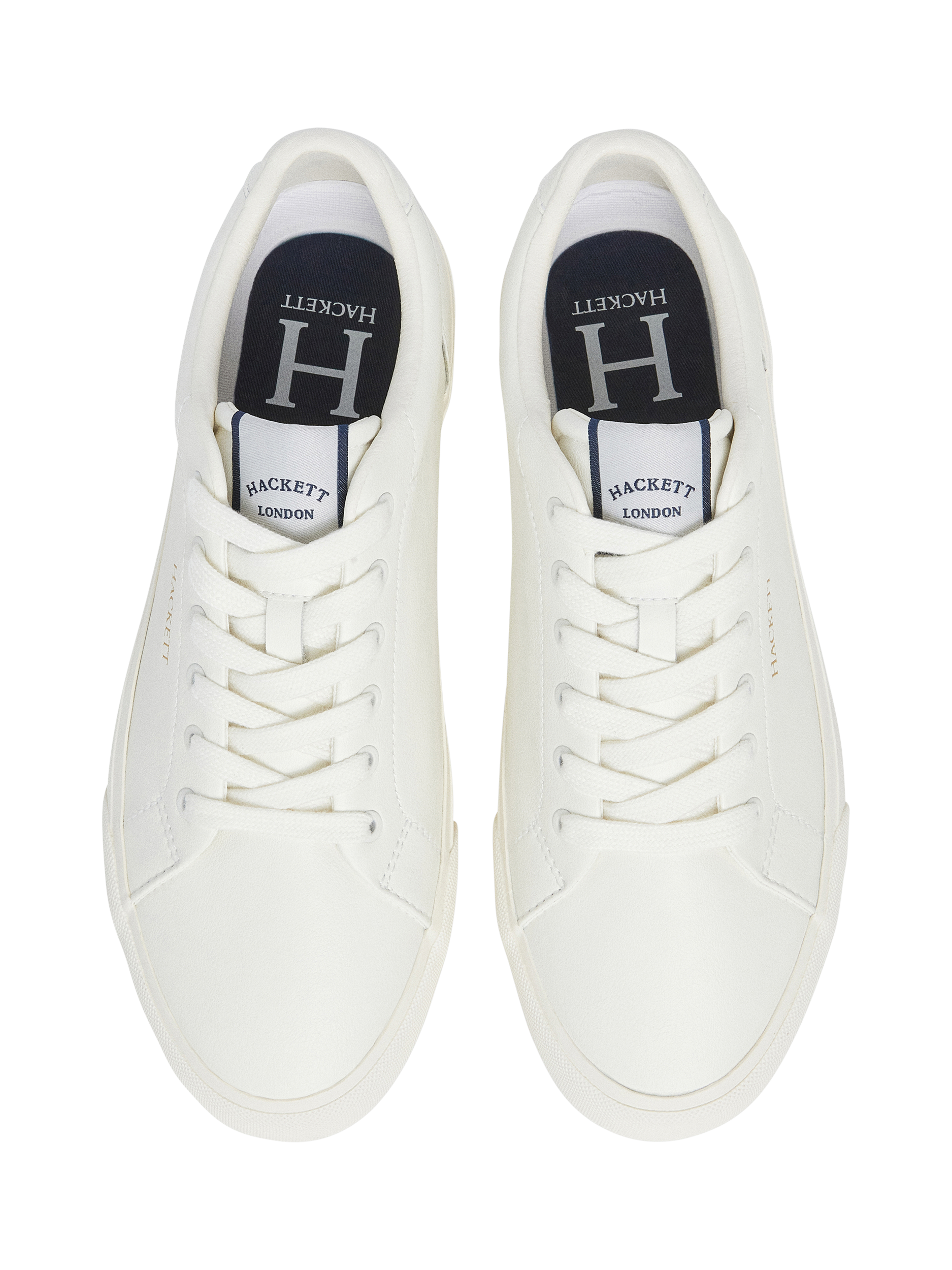Product image 2 of 6, which shows Hackett London Logo Low Top Trainers, Off White, 11