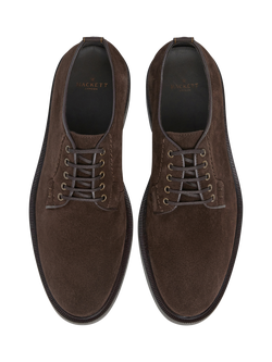 Hackett London Lace Up Suede Derby Shoes - view 2, Dark Brown