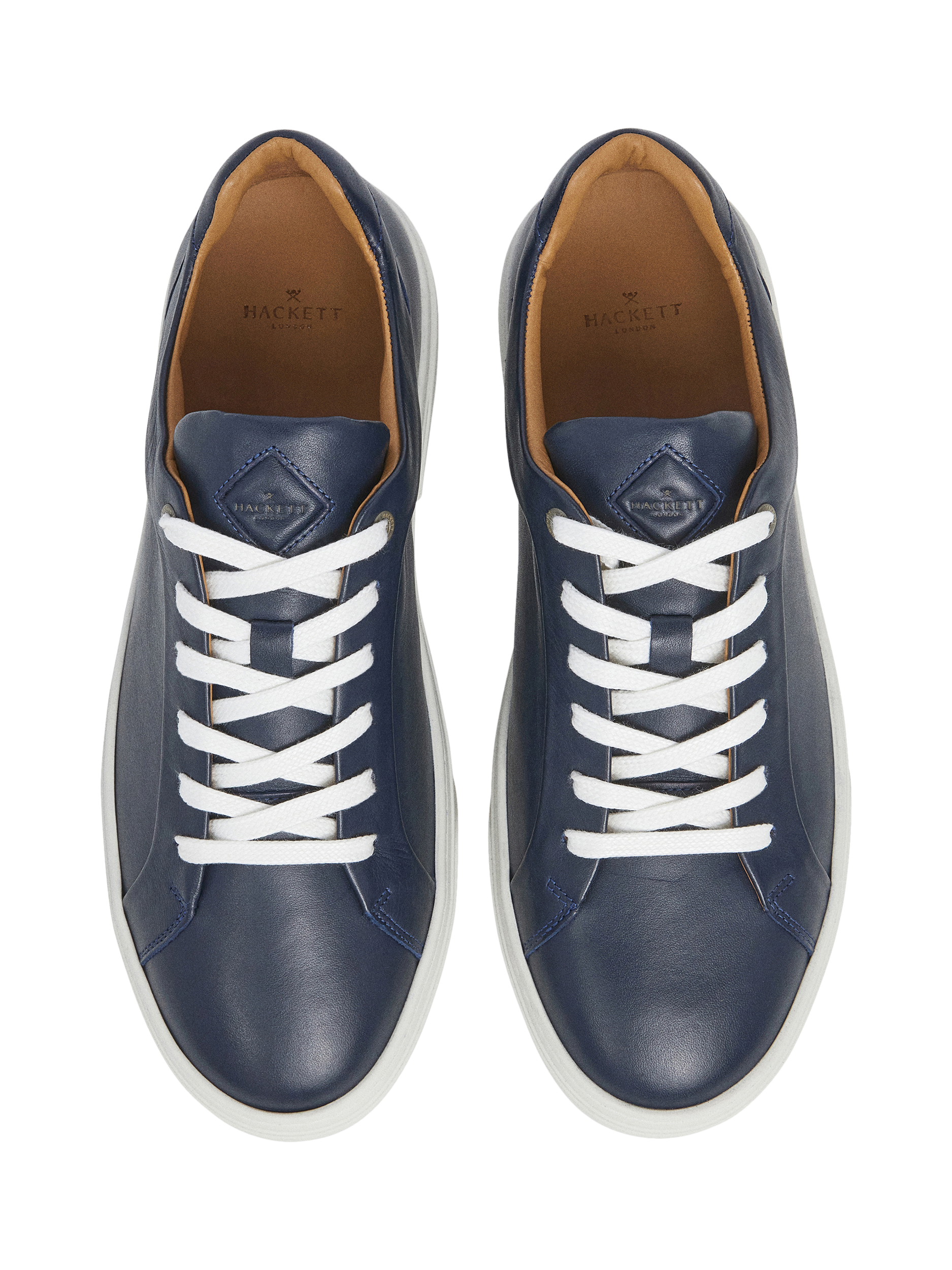 Product image 2 of 6, which shows Hackett London Low Top Leather Trainers, Navy, 11