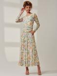 Jolie Moi Floral Mesh Maxi Dress, Yellow