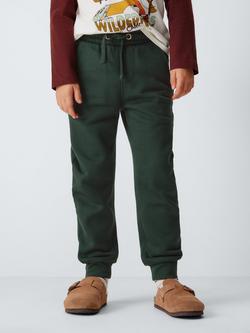 John Lewis Kids' Jersey Joggers, Grey/Green - view 2, Grey/Green