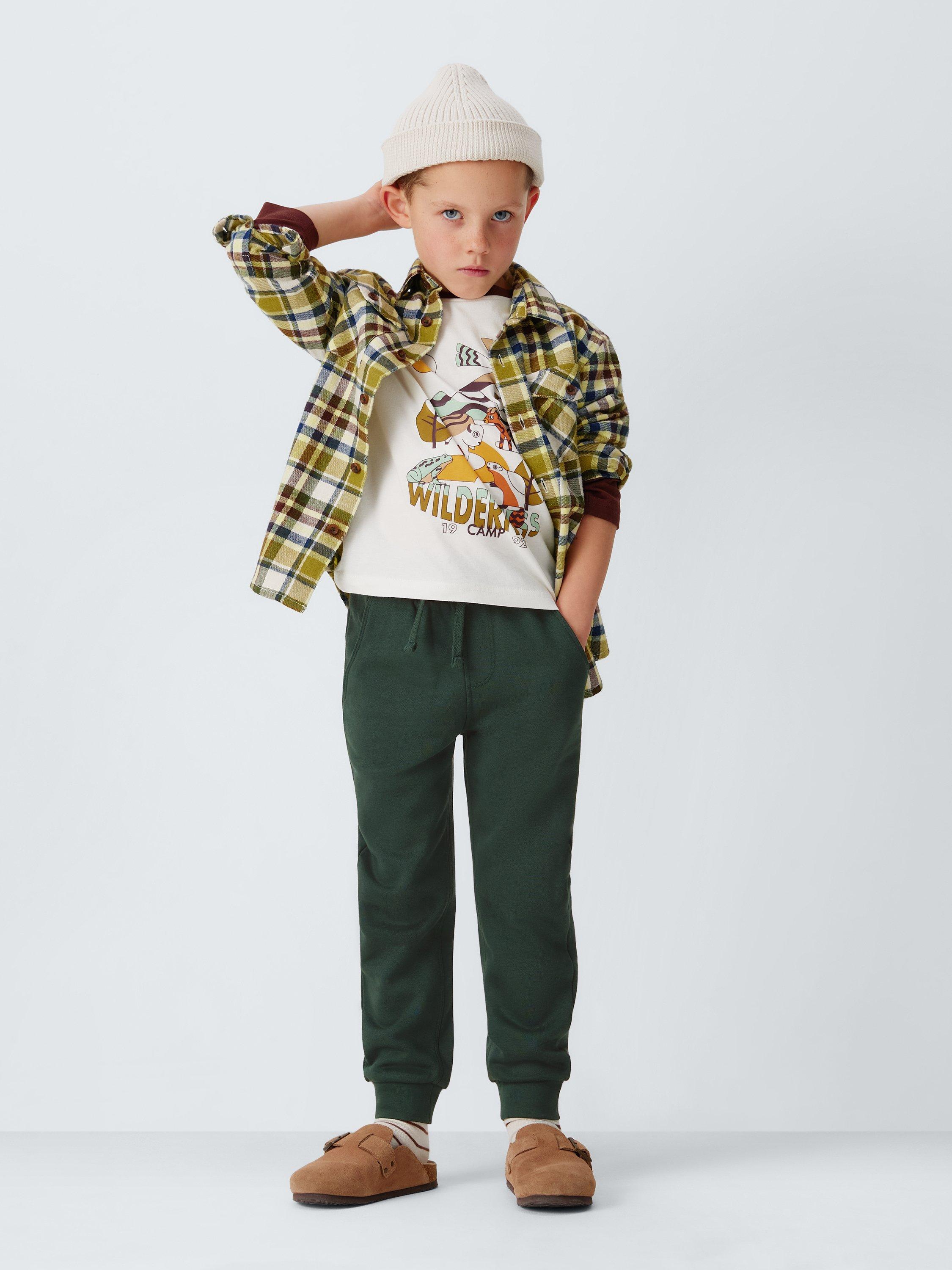 Product image 3 of 6, which shows John Lewis Kids' Jersey Joggers, Grey/Green, 3 years