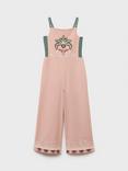 Mango Kids' Samba Cotton Blend Sleeveless Embroidered Playsuit, Pink
