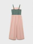 Mango Kids' Samba Cotton Blend Sleeveless Embroidered Playsuit, Pink