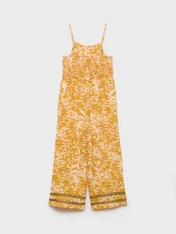 Mango Kids' Pontao Sleeveless Abstract Print Jumpsuit, Medium Yellow - view 2, Medium Yellow