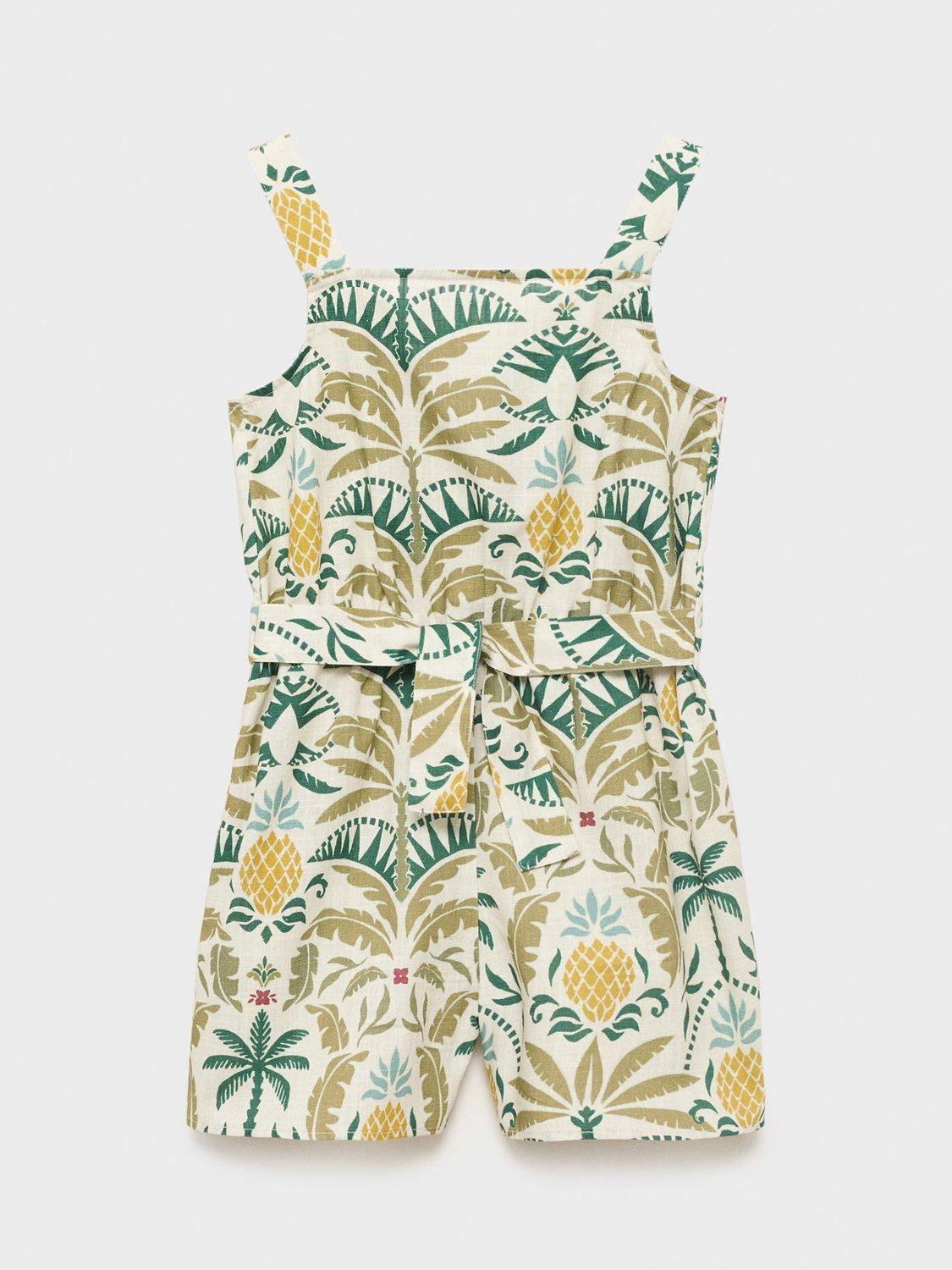 Product image 1 of 4, which shows Mango Kids' Buracao Playsuit, Green, 10 years