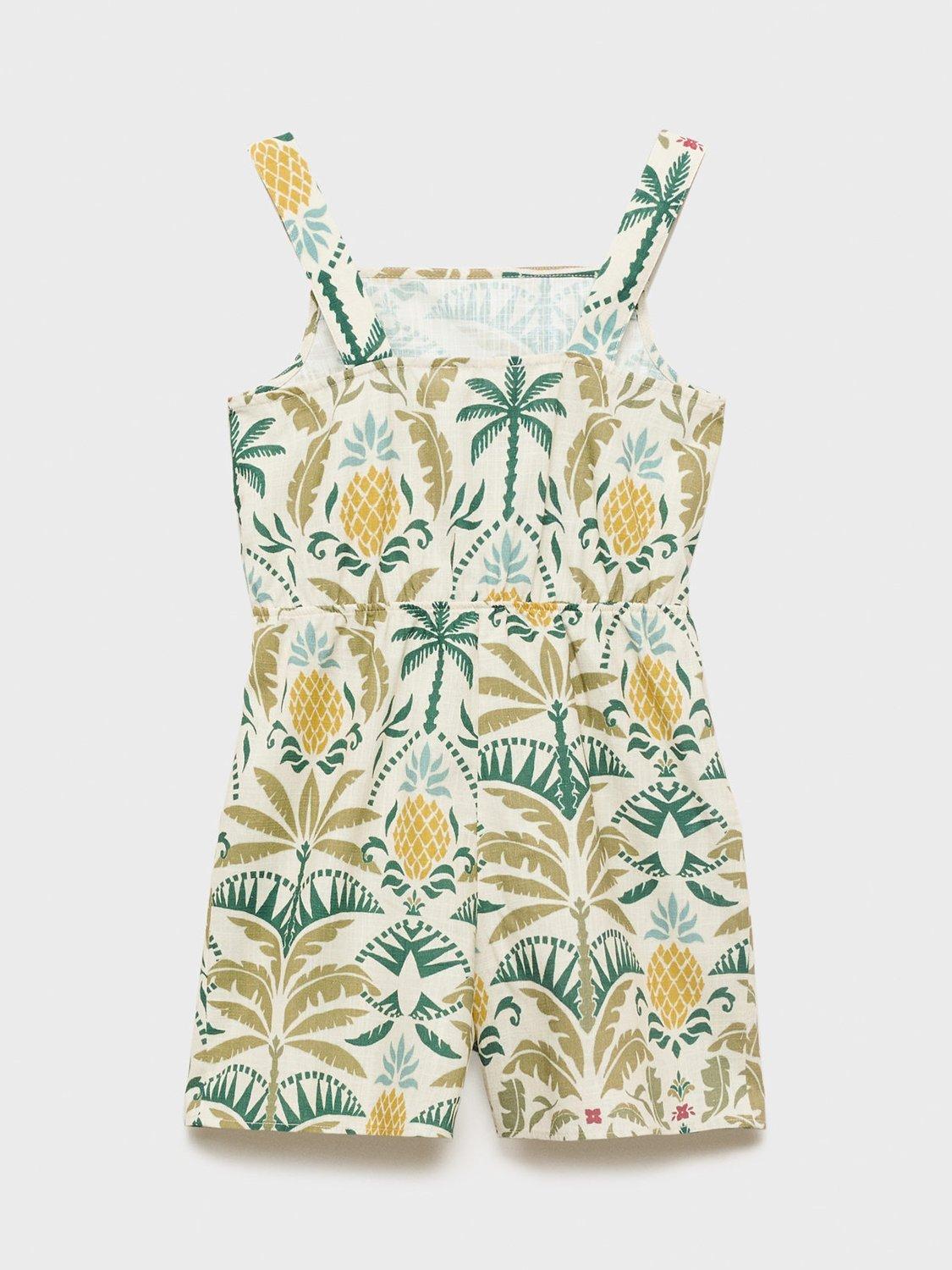 Product image 2 of 4, which shows Mango Kids' Buracao Playsuit, Green, 10 years