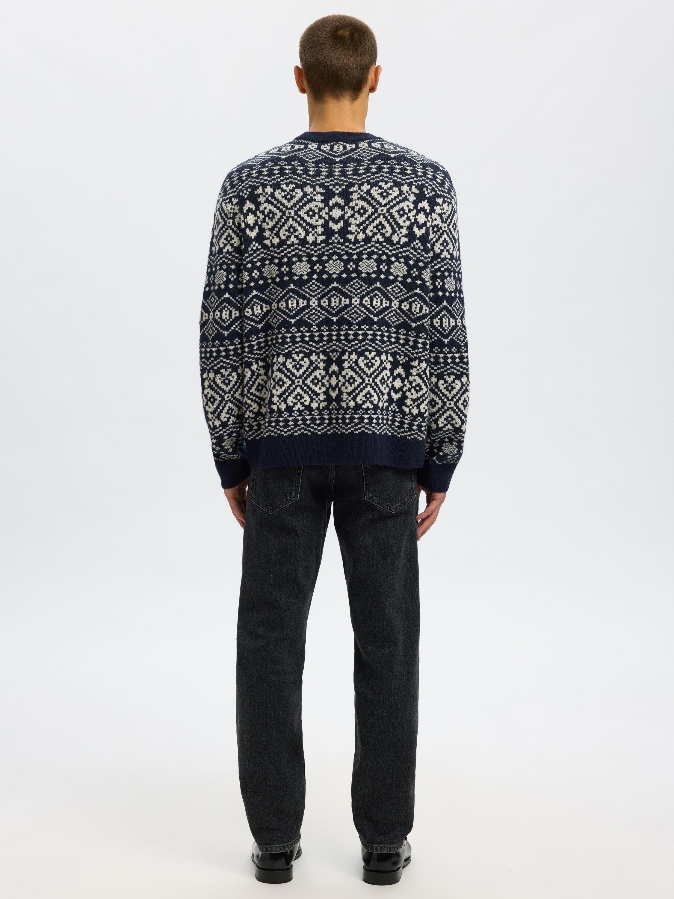 Product image 5 of 6, which shows Selected Holger Crew Neck Wool Blend Jumper, Sky Captain Angora, S
