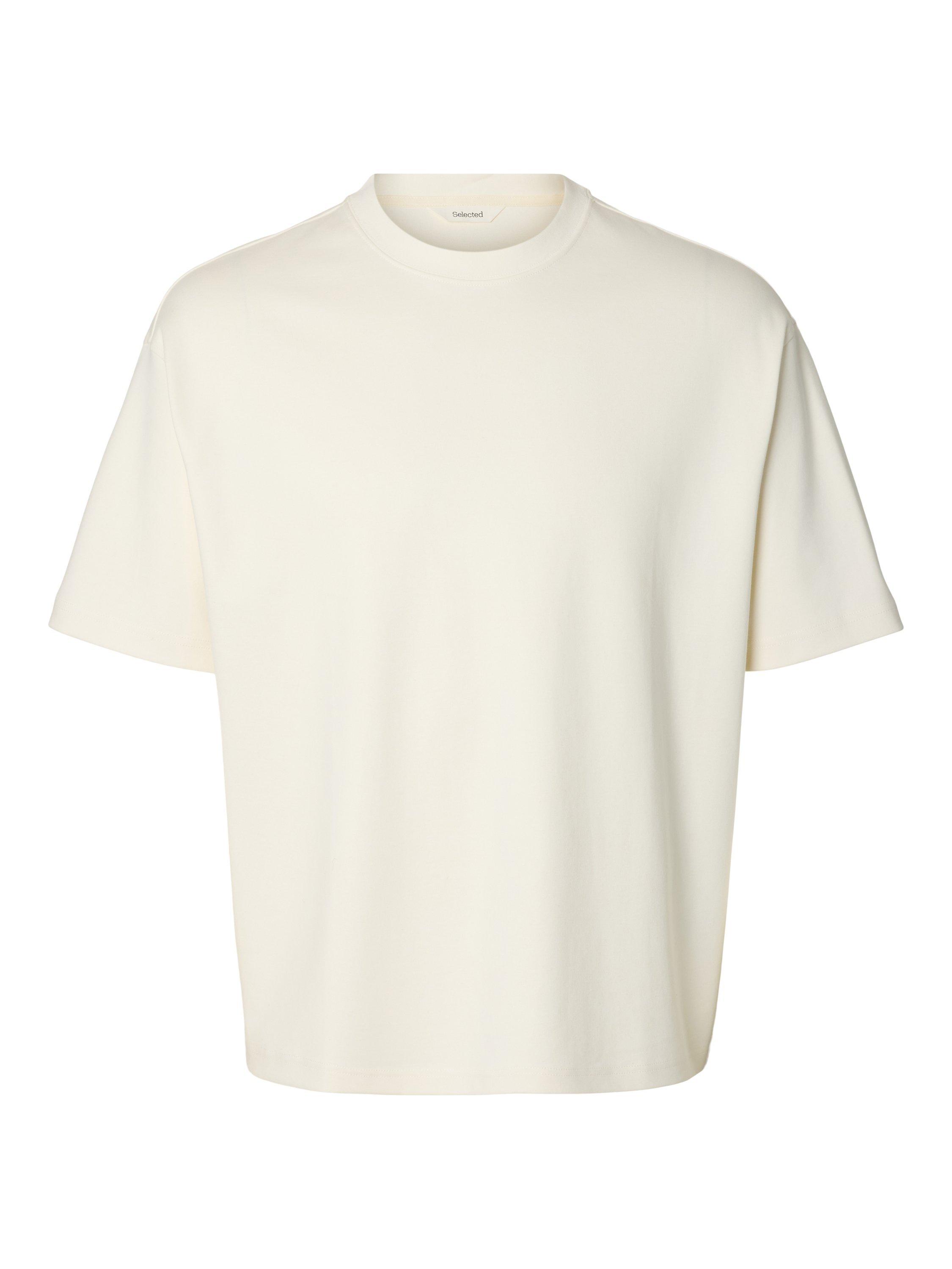 Product image 1 of 1, which shows Selected Relaxed Cotton T-Shirt, Egret, S