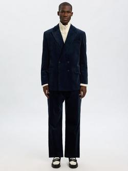 Selected Matteo Double Breasted Corduroy Suit Jacket, Dark Petrol - view 2, Dark Petrol