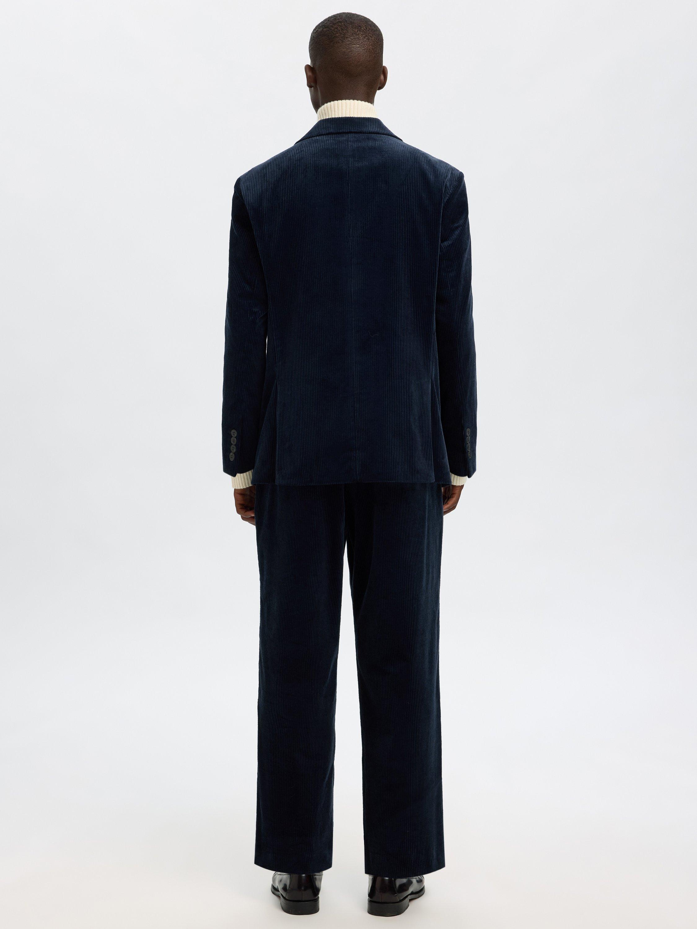 Product image 4 of 6, which shows Selected Matteo Double Breasted Corduroy Suit Jacket, Dark Petrol, 36R