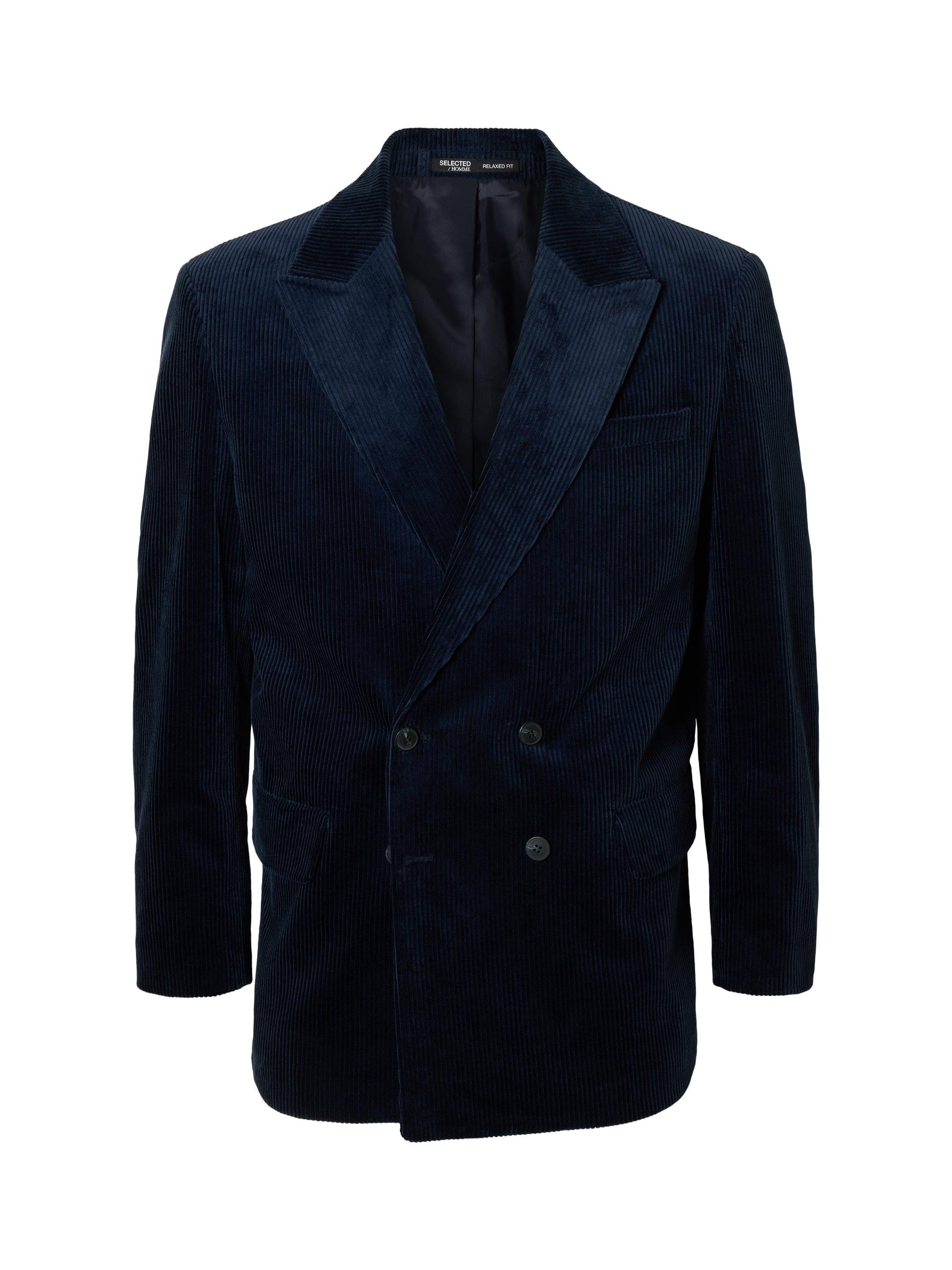 Product image 6 of 6, which shows Selected Matteo Double Breasted Corduroy Suit Jacket, Dark Petrol, 36R