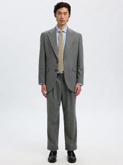 Selected Felix Wool Blend Stripe Straight Chinos, Medium Grey - view 2, Medium Grey