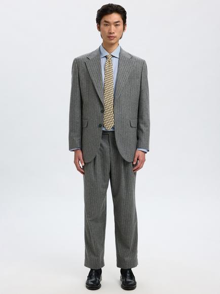 Selected Felix Wool Blend Stripe Straight Chinos, Medium Grey - view 2, Medium Grey