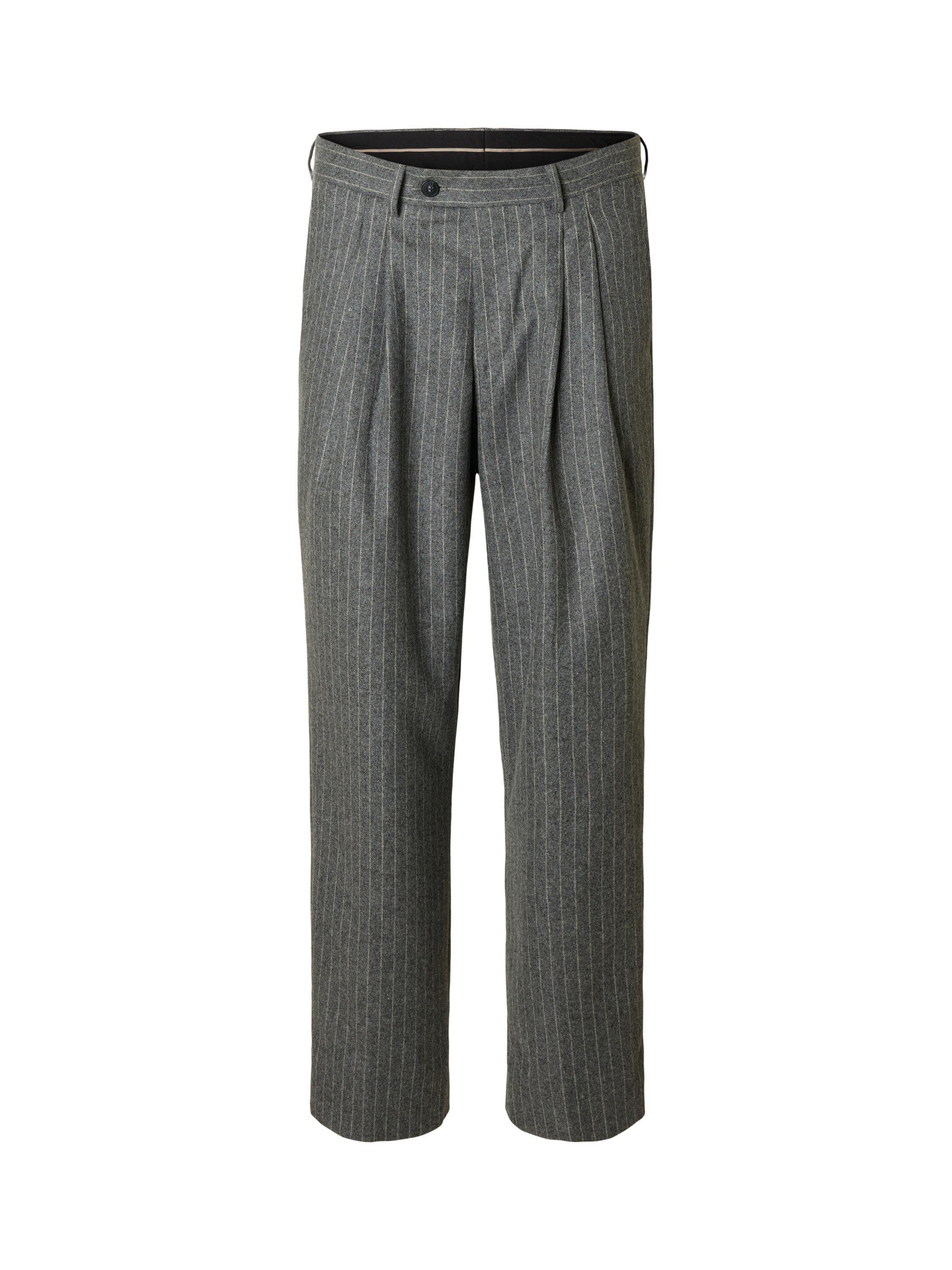Product image 6 of 6, which shows Selected Felix Wool Blend Stripe Straight Chinos, Medium Grey, 30R