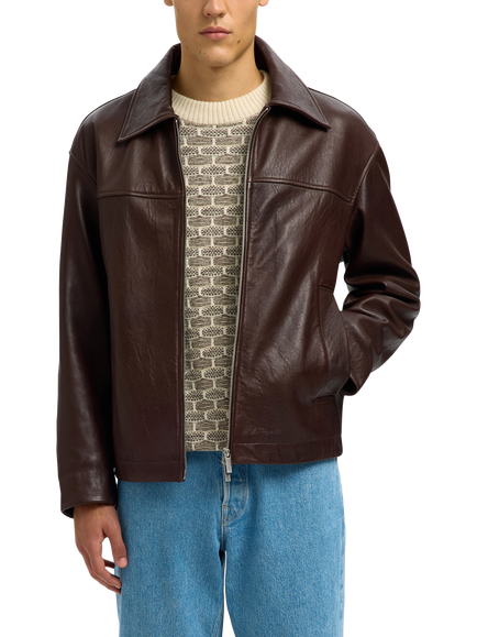 Selected Noah Blouson Leather Jacket, Demitasse, Demitasse