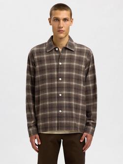 Selected Edwin Cotton Check Long Sleeve Collar Shirt, Delicioso/Multi