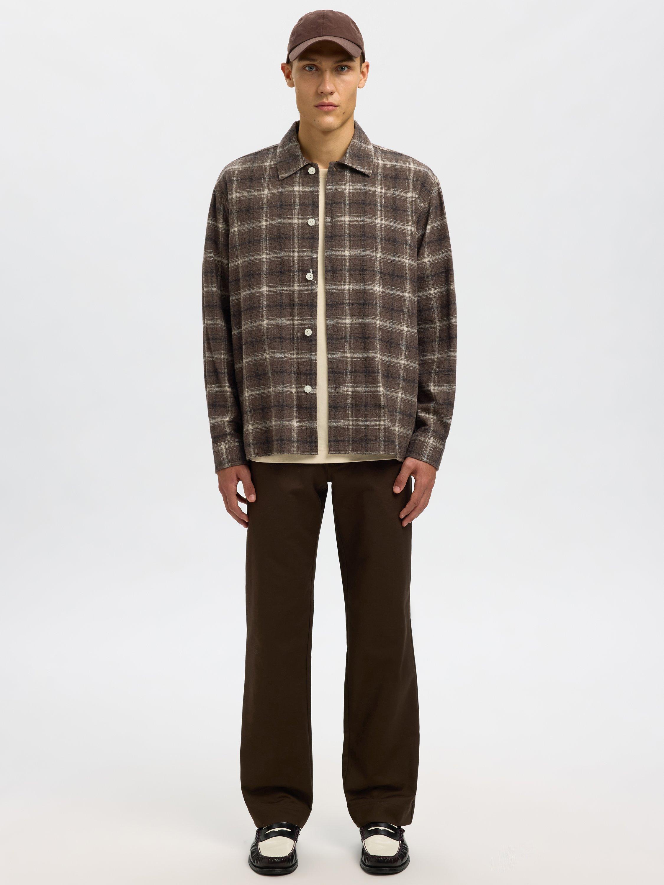 Product image 3 of 6, which shows Selected Edwin Cotton Check Long Sleeve Collar Shirt, Delicioso/Multi, S