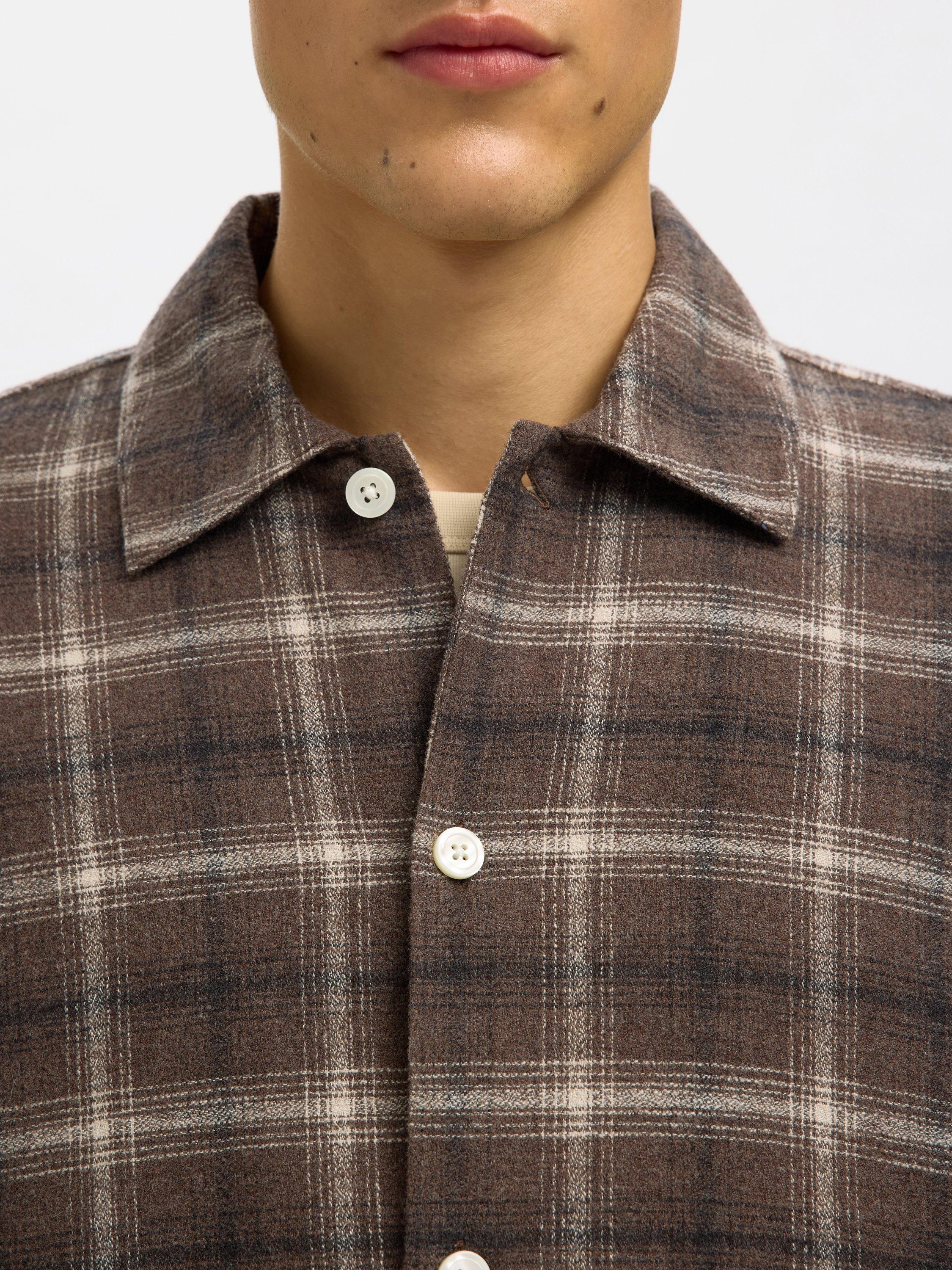 Product image 4 of 6, which shows Selected Edwin Cotton Check Long Sleeve Collar Shirt, Delicioso/Multi, S
