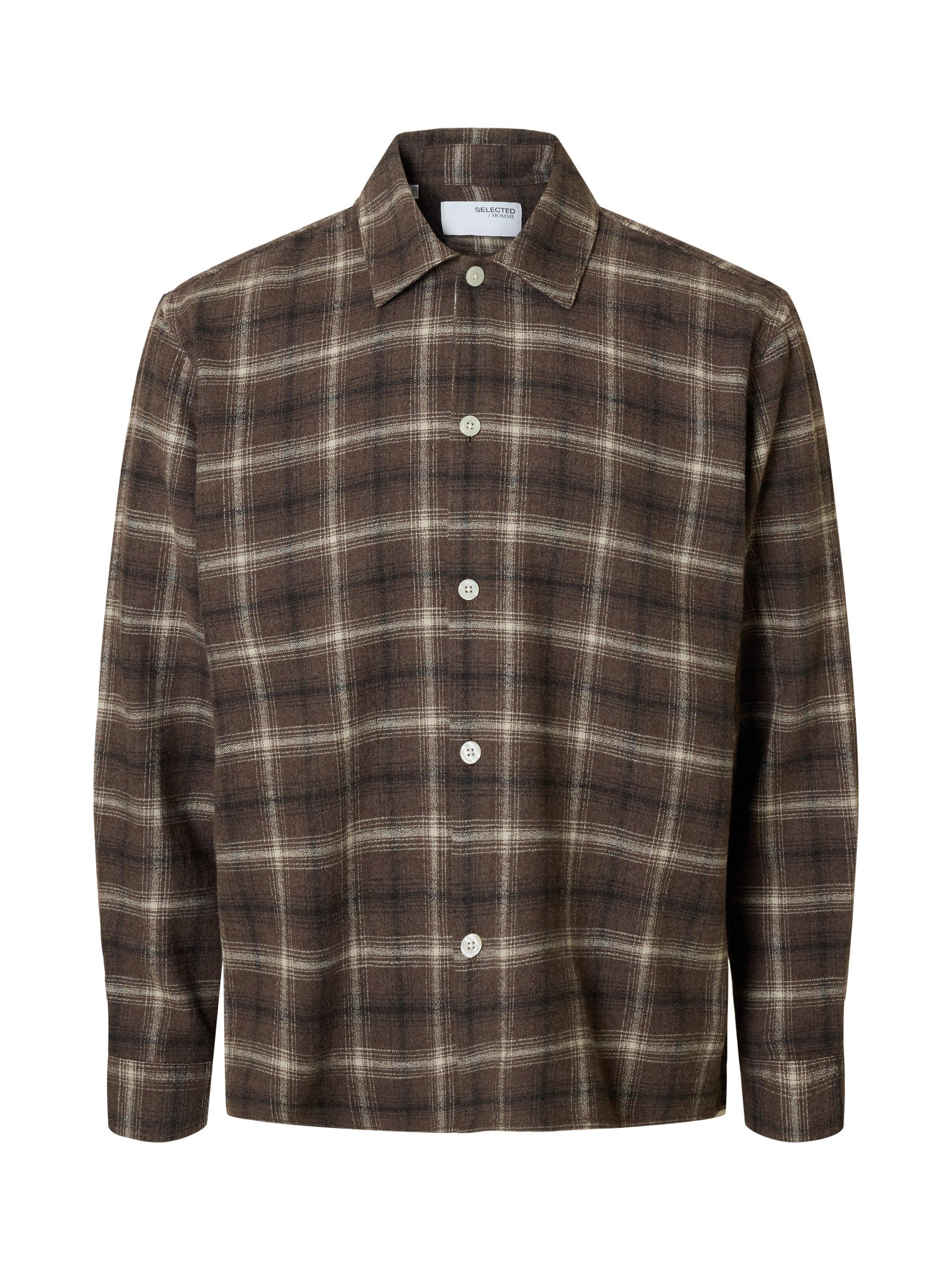 Product image 6 of 6, which shows Selected Edwin Cotton Check Long Sleeve Collar Shirt, Delicioso/Multi, S