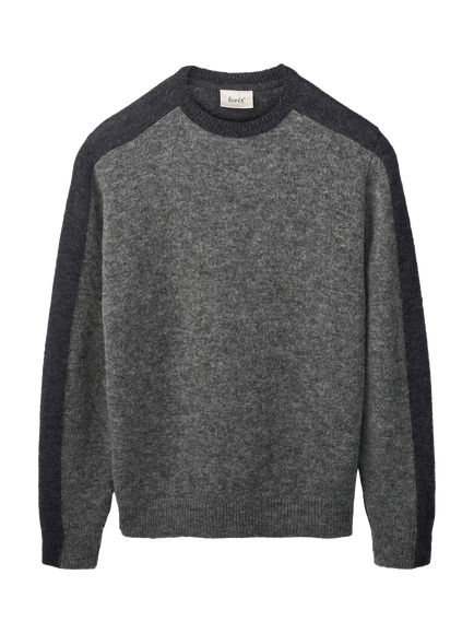 forét Alpaca Wool Blend Alpine Contrast Knit Jumper, Grey/Dark Grey Melan, Grey/Dark Grey Melan