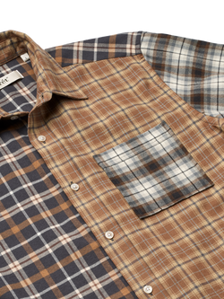 forét Creek Cotton Regular Fit Patchwork Check Shirt, Check Mix - view 2, Check Mix