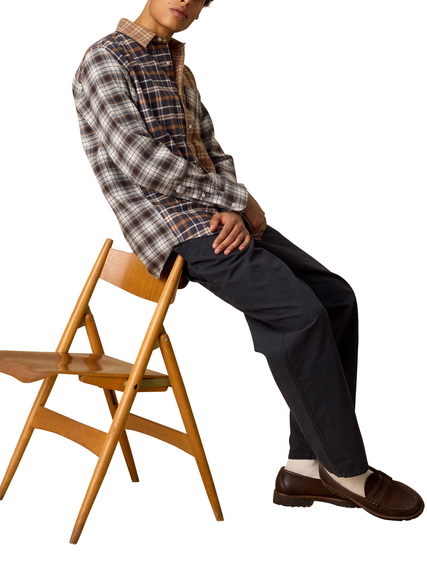 Product image 4 of 6, which shows forét Creek Cotton Regular Fit Patchwork Check Shirt, Check Mix, S