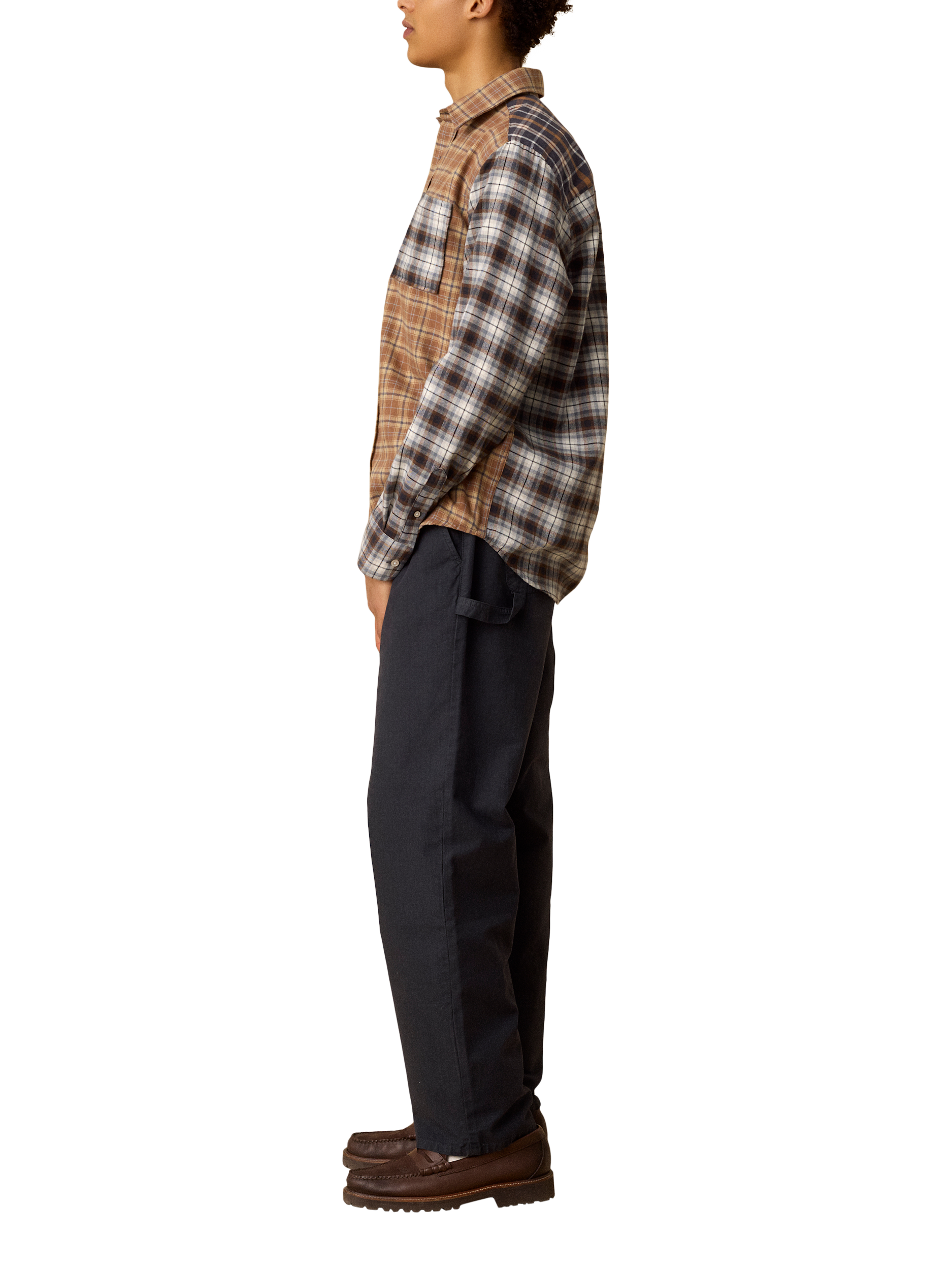 Product image 5 of 6, which shows forét Creek Cotton Regular Fit Patchwork Check Shirt, Check Mix, S