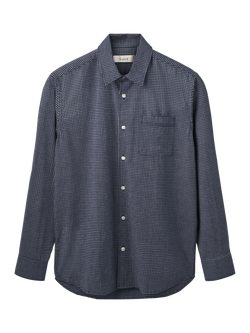 forét Pluto Cotton Regular Fit Check Shirt, Navy/Cloud, Navy/Cloud