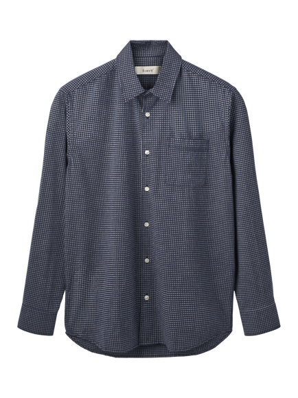 forét Pluto Cotton Regular Fit Check Shirt, Navy/Cloud, Navy/Cloud
