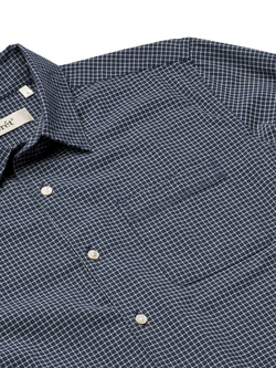 forét Pluto Cotton Regular Fit Check Shirt, Navy/Cloud - view 2, Navy/Cloud