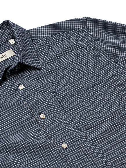 forét Pluto Cotton Regular Fit Check Shirt, Navy/Cloud - view 2, Navy/Cloud