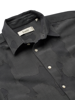 forét Dawn Cotton Regular Fit Camo Jacquard Shirt, Dark Grey - view 2, Dark Grey