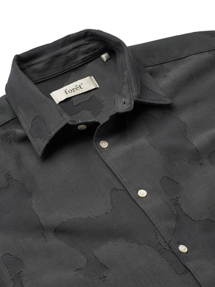 forét Dawn Cotton Regular Fit Camo Jacquard Shirt, Dark Grey - view 2, Dark Grey