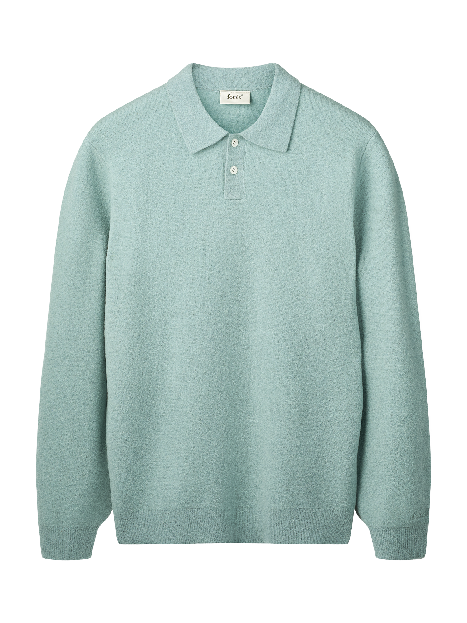 Product image 2 of 4, which shows forét Timber Wool Blend Knit Polo Top, Dove, S